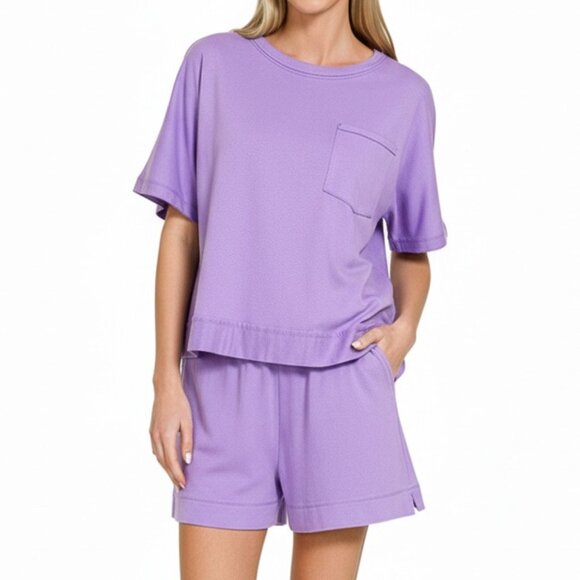 Zenana Pants - NWT Zenana Exposed Seam Boxy Top & Shorts Set